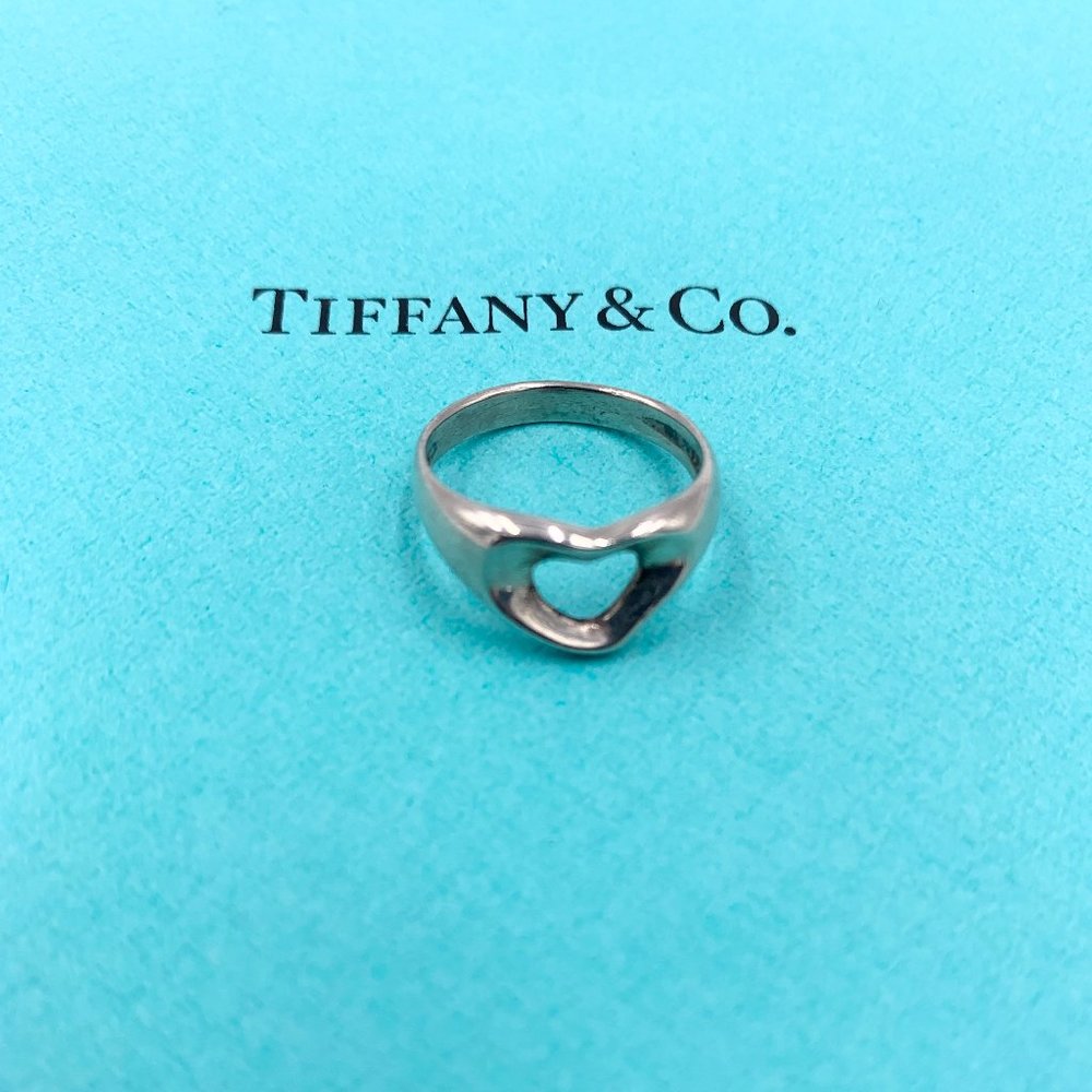 Authentic Tiffany & Co 925 Silver Open Heart Ring
